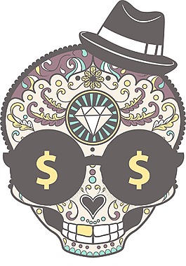 有趣的糖头骨矢量T恤设计