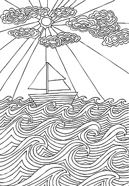 手绘风格的海云