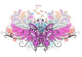矢量彩色插图与蝴蝶