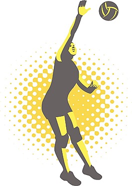 排球运动员扣球球复古