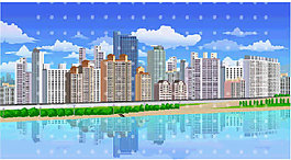 河边的建筑倒影