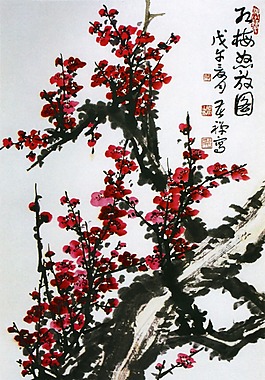 红梅怒放图