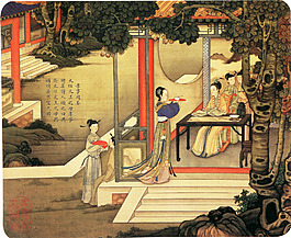 楼阁 侍女 画画的人