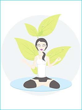 在瑜伽姿势矢量的女孩