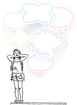 女孩覆盖耳朵大声气球矢量插画草图