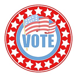 投票选举日的圆形徽章矢量插图