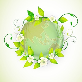 绿色的叶子和花 拯救地球的概念