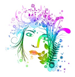 矢量五颜六色的花的插图