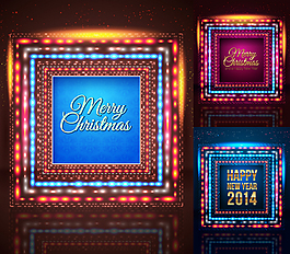 霓虹方形海报矢量素材