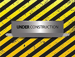 黄色警示牌02矢量图