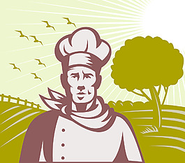 有机贝克厨师与农场的背景