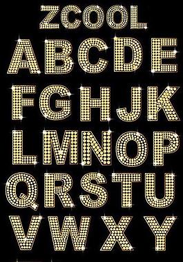 金色钻石英文及数字矢量图