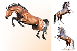 3款动态骏马插画矢量素材