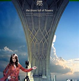 拍照的女孩地产psd素材