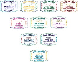 矢量格式的美国主要机场护照