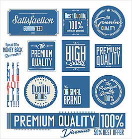 蓝色高品质促销标签矢量素材