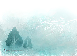 兰色水墨大树