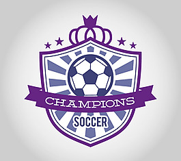 紫色足球徽章标签矢量素材
