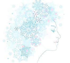 雪花花纹女人头像矢量素材
