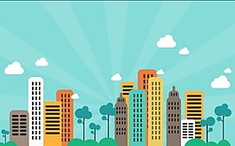 可爱城市背景图 网页背景图 城市背景图