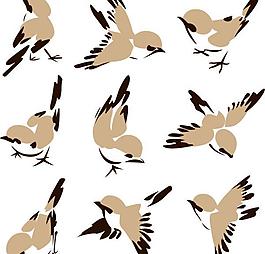 中国画小鸟矢量图1