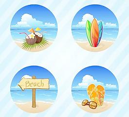 可爱海滨贴纸矢量素材2