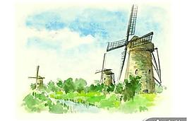 风车卡通场景PPT模板