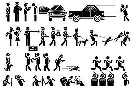 警察剪影矢量图