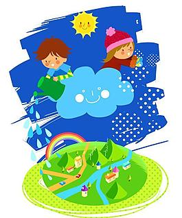 可爱儿童云朵矢量图