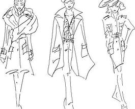 女性素描线稿03矢量图