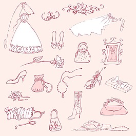 婚礼的可爱迷人的涂鸦