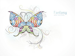 矢量抽象的彩色蝴蝶