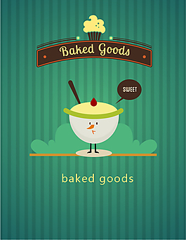 卡通甜品布丁矢量素材