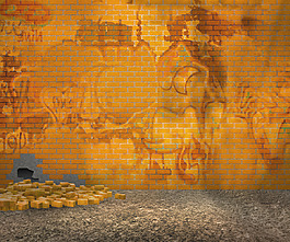 橙色砖后院街背景