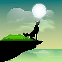 横幅或背景的万圣节晚会狼夜间背景