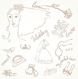 婚礼的可爱迷人的涂鸦