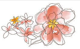 线条描边的小红花