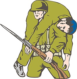 士兵把受伤的同志