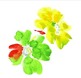 黄绿水彩花