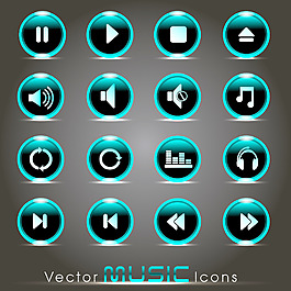 一套闪闪发光的音乐主题的光泽图标