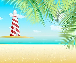 光塔夏季背景矢量插图