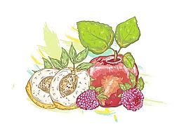 矢量水果丰富多彩的飞溅