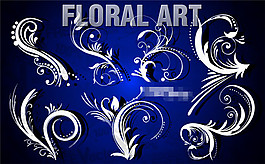 蓝色经典白银色花纹