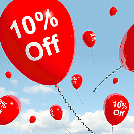 用10显示百分之十销售折扣的气球