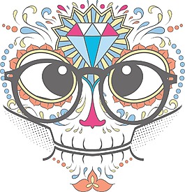 有趣的糖头骨矢量T恤设计