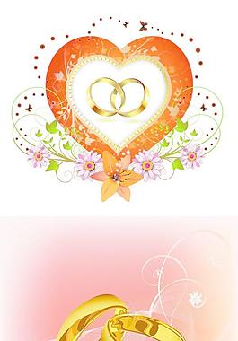 爱心花纹戒子矢量图