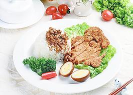 香鸡排套餐饭图片