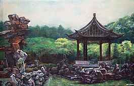 亭子高清风景油画