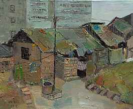 小屋子高清风景油画