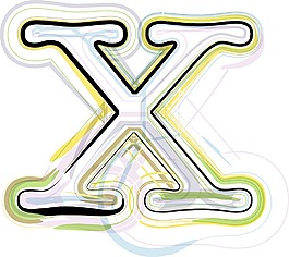 万圣节南瓜设计元素矢量素材字母x字体插图字体的字母x技术字体的字母